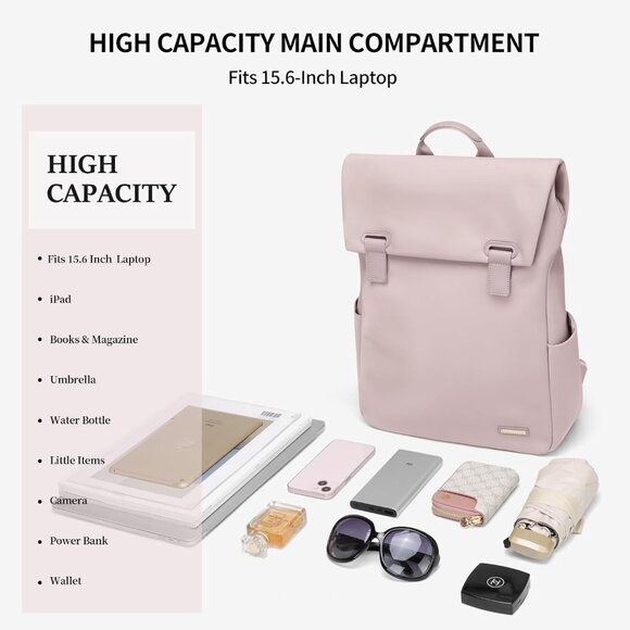 NEW Golf Quality Women Laptop Backpack Travel Fit 15.6" (Dusty Pink) Elegant - Picture 1 of 7